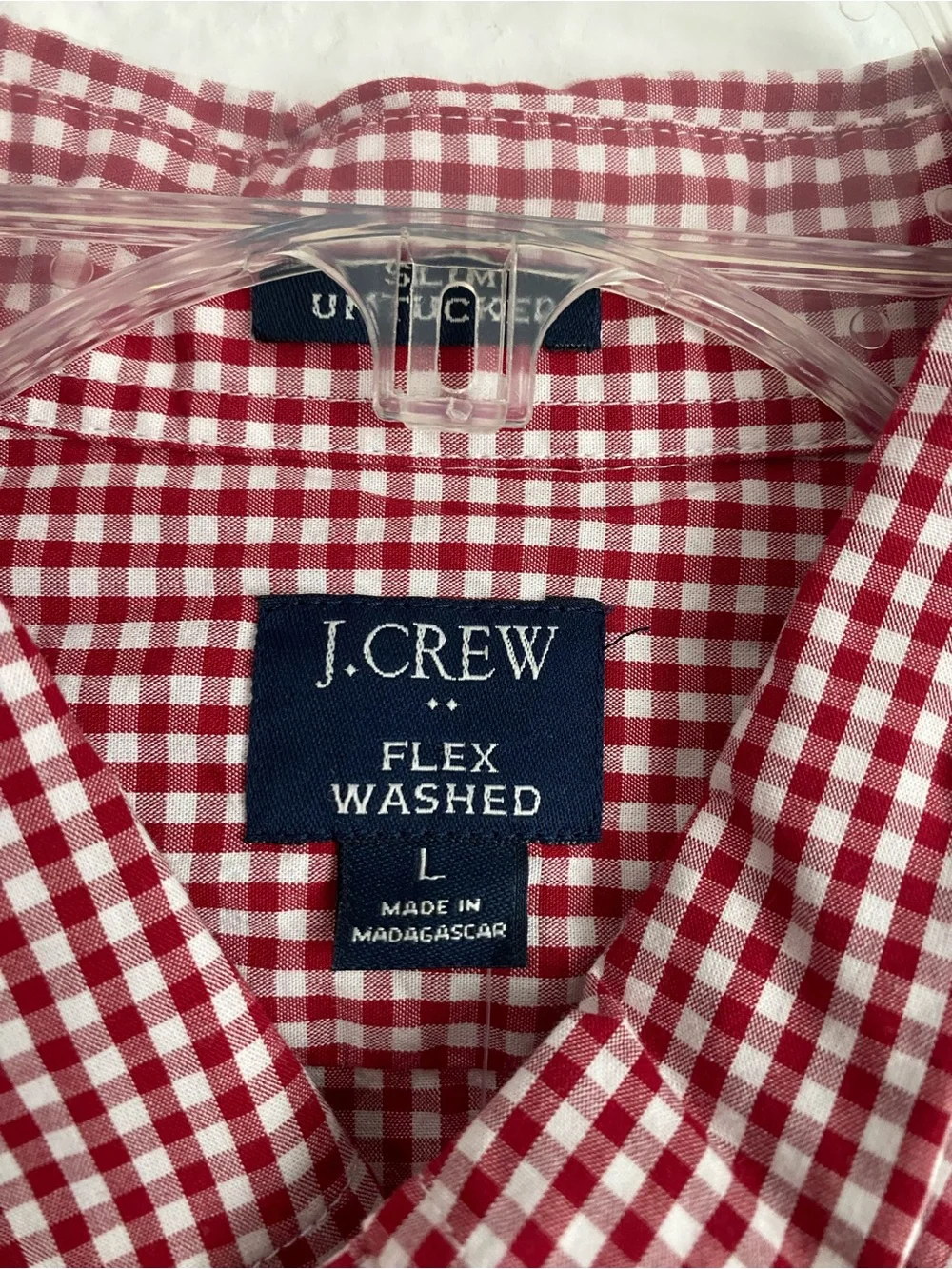 J. Crew Men’s Red and White Gingham Button-Down Shirt